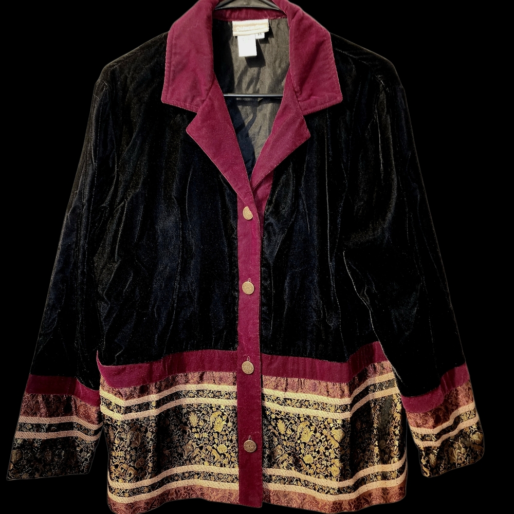 Vintage Coldwater Creek Black and Burgundy Blazer